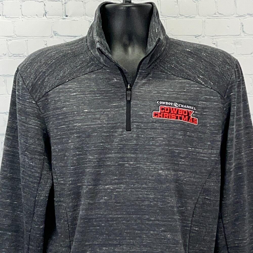 Cowboy Channel Cowboy Christmas 1/4 Quarter Zip Shirt Pockets OGIO Gray L Large